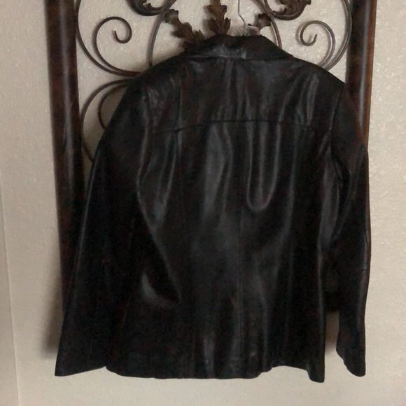 Womens size Large black Alfani Genuine Leather Luxury Jacket WPL 8046 - Picture 5 of 14